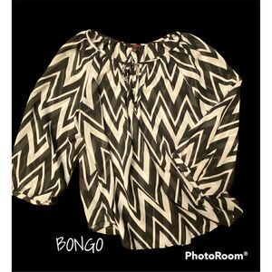 Woman’s Bongo SZ L Black/White Print Sheer Top